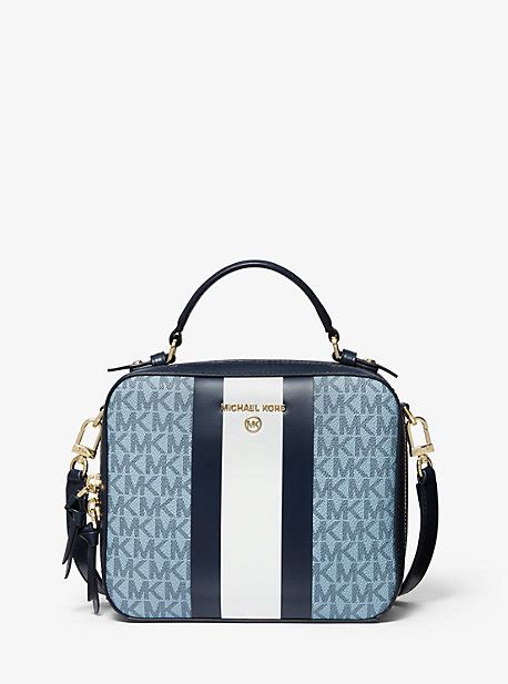 michael kors jet set blue stripe|Michael Kors Jet Set Travel Medium Logo Stripe Crossbody Bag.